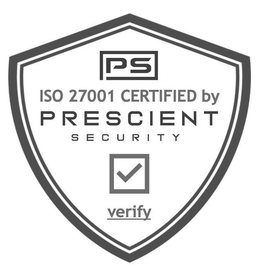 PS ISO 27001 CERTIFIED BY PRESCIENT SECURITY VERIFY trademark