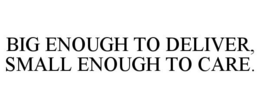 BIG ENOUGH TO DELIVER, SMALL ENOUGH TO CARE. trademark