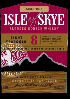ISLE OF SKYE SINCE 1933 BLENDED SCOTCH WHISKY EIGHT
            YEARS OLD DISTILLED, BLENDED AND BOTTLED IN SCOTLAND
            BY IAN MACLEOD DISTILLERS LIMITED RICH IN DISTINCTIVE
            ISLAND AND SPEYSIDE MALTS LIMITED BATCH RELEASE
            MATURED IN OAK CASKS IAN MACLEOD CO LTD 700ML 40%
            ALC/VOL trademark
