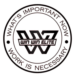 WHAT'S IMPORTANT NOW WORK IS NECESSARY WIN WIN ELITE W trademark
