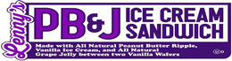 LENNY'S PB&J ICE CREAM SANDWICH MADE WITH ALL NATURAL PEANUT BUTTER RIPPLE, VANILLA ICE CREAM, AND ALL NATURAL GRAPE JELLY BETWEEN TWO VANILLA WAFERS UD trademark