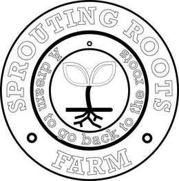 SPROUTING ROOTS FARM A DREAM TO GO BACK TO THE ROOTS trademark