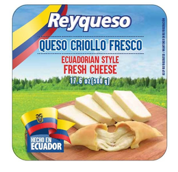 REYQUESO QUESO CRIOLLO FRESCO ECUADORIAN STYLE FRESH CHEESE 17.6 OZ (500 G) HECHO EN ECUADOR KEEP REFRIGERATED / MANTENER EN REFRIGERACION trademark