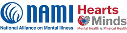 NAMI HEARTS + MINDS NATIONAL ALLIANCE ON MENTAL ILLNESS MENTAL HEALTH IS PHYSICAL HEALTH trademark