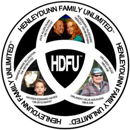 HENLEYDUNN FAMILY UNLIMITED HENLEYDUNN FAMILY UNLIMITED HENLEYDUNN FAMILY UNLIMITED JACK ALLEN DUNN 136-'74 012157 ROSEMARIE HILDEGARD HENLEY 109-68-0574804 AMANDA MARIE ELLINGTON 104-19019010153 HDFU ORLANDO VELEZ 189-6-438 HAYDEN EDWARD HAYES 136-2012-044747 ORLANDO VELIS AGUILERA 189-6-438 trademark