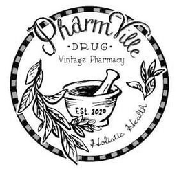 PHARMVILLE · DRUG · VINTAGE PHARMACY EST 2020 HOLISTIC HEALTH trademark
