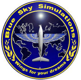 BLUE SKY SIMULATIONS WINGS FOR YOUR DREAMS trademark