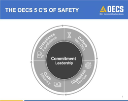 THE OECS 5 C'S OF SAFETY OECS OSHA ENVIRONMENTAL COMPLIANCE SYSTEMS COMPLIANCE FOUNDATIONAL CULTURE YOUR DNA COMMITMENT LEADERSHIP COSTS EFFICIENCY CHAMPIONS THE FEW trademark