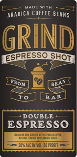 MADE WITH ARABICA COFFEE BEANS GRIND ESPRESSO SHOT FROM BEAN TO BAR DOUBLE ESPRESSO CARIBBEAN RUM BLENDED WITH ESPRESSO COFFEE, NATURAL FLAVORS AND CARAMEL COLOR 30% ALC BY VOL (60 PROOF) trademark