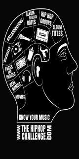 KNOW YOUR MUSIC WWW.THE HIPHOP CHALLENGE.COM MOVIES REAL NAMES FACES AND PLACES 'QUOTABLES' COLLABORATIONS ALBUM RELEASE DATES HIP HOP GROUPS ALBUM TITLES trademark