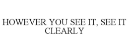 HOWEVER YOU SEE IT, SEE IT CLEARLY trademark