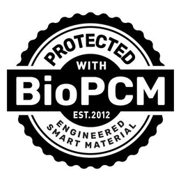 PROTECTED WITH BIOPCM EST. 2012 ENGINEERED SMART MATERIAL trademark