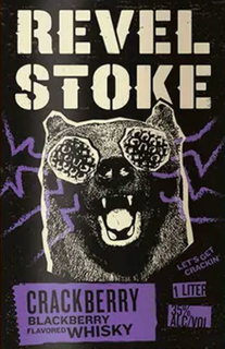 REVEL STOKE CRACKBERRY BLACKBERRY FLAVORED WHISKY LET'S GET CRACKIN' 1 LITER 35% ALC/VOL trademark
