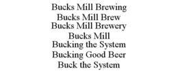 BUCKS MILL BREWING BUCKS MILL BREW BUCKS MILL BREWERY BUCKS MILL BUCKING THE SYSTEM BUCKING GOOD BEER BUCK THE SYSTEM trademark