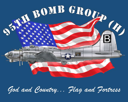 95TH BOMB GROUP (H) GOD AND COUNTRY FLAG AND FORTRESS trademark