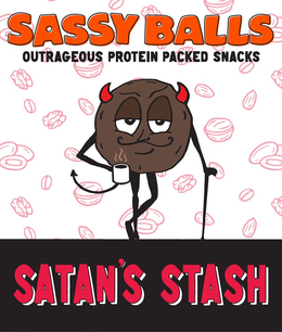 SASSY BALLS OUTRAGEOUS PROTEIN PACKED SNACKS SATAN'S STASH trademark