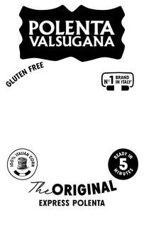 POLENTA VALSUGANA THE ORIGINAL EXPRESS POLENTA GLUTEN FREE NO 1 BRAND IN ITALY* 100% ITALIAN CORN READY IN 5 MINUTES trademark