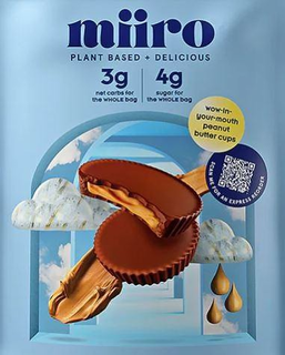 MIIRO PLANT BASED + DELICIOUS 3G NET CARBS FOR THE WHOLE BAG 4G SUGAR FOR THE WHOLE BAG WOW-IN-YOUR-MOUTH PEANUT BUTTER CUPS SCAN ME FOR AN EXPRESS REORDER trademark