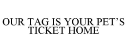OUR TAG IS YOUR PET'S TICKET HOME trademark