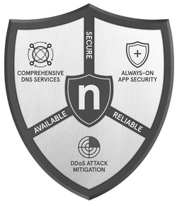 N SECURE AVAILABLE RELIABLE COMPREHENSIVE DNS SERVICES ALWAYS-ON APP SECURITY DDOS ATTACK MITIGATION trademark