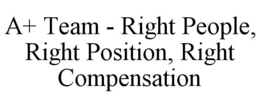 A+ TEAM - RIGHT PEOPLE, RIGHT POSITION, RIGHT COMPENSATION trademark
