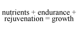 NUTRIENTS + ENDURANCE + REJUVENATION = GROWTH trademark