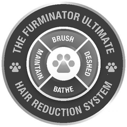 THE FURMINATOR ULTIMATE HAIR REDUCTION SYSTEM BRUSH DESHED BATHE MAINTAIN trademark