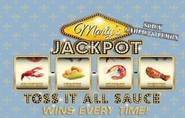 MARTY'S JACKPOT SPICY GARLIC & LEMON CRAWFISH VEGGIES SEAFOOD CHICKEN TOSS IT ALL SAUCE WINS EVERY TIME! trademark