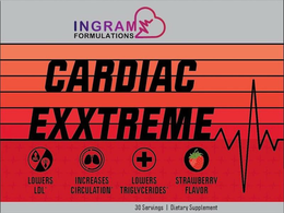 INGRAM FORMULATIONS CARDIAC EXXTREME HDL LDL LOWERS LDL INCREASES CIRCULATION LOWERS TRIGLYCERIDES STRAWBERRY FLAVOR 30 SERVINGS DIETARY SUPPLEMENT trademark