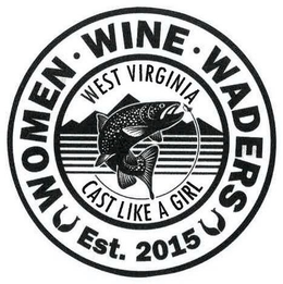 WOMEN · WINE · WADERS WEST VIRGINIA EST. 2015 CAST LIKE A GIRL trademark
