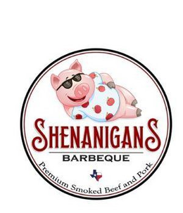 SHENANIGANS BARBEQUE PREMIUM SMOKED BEEF AND PORK trademark