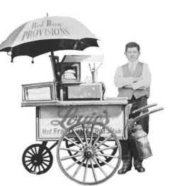 RED BARN PROVISIONS LOUIE'S HOT FRANKFURTER & ROLL 5¢ EACH trademark