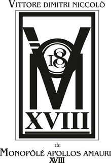 VM 18 VITTORE DIMITRI NICCOLÒ DE MONOPOLÉ APOLLOS AMAURI XVIII trademark