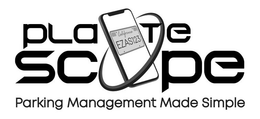 PLATE SCOPE PARKING MANAGEMENT MADE SIMPLE CALIFORNIA EZAS123 trademark