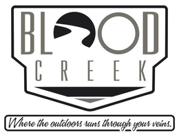 BLOOD CREEK WHERE THE OUTDOORS RUNS THROUGH YOUR VEINS. trademark