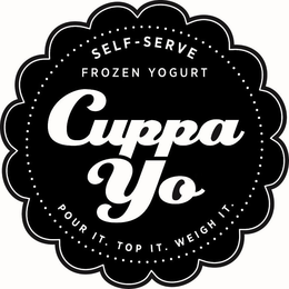 CUPPA YO SELF-SERVE FROZEN YOGURT POUR IT. TOP IT. WEIGH IT. trademark