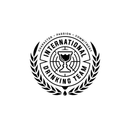 INTERNATIONAL DRINKING TEAM CHARACTER · PASSION  · COMMITMENT trademark