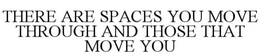 THERE ARE SPACES YOU MOVE THROUGH AND THOSE THAT MOVE YOU trademark