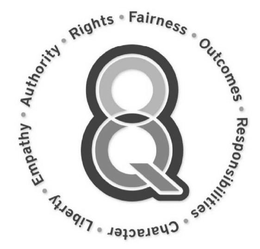 8 Q  · FAIRNESS · OUTCOMES · RESPONSIBILITIES · CHARACTER · LIBERTY · EMPATHY · AUTHORITY · RIGHTS trademark