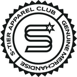 S S-TIER APPAREL CLUB GENUINE MERCHANDISE trademark