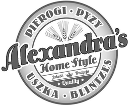 ALEXANDRA'S HOME STYLE PIEROGI · PYZY USZKA ·BLINTZES JAKOSC TRADYCJA QUALITY trademark