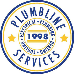 PLUMBLINE SERVICES ELECTRICAL PLUMBING HEATING COOLING 1998 trademark
