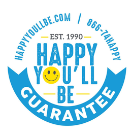 HAPPY YOU'LL BE EST. 1990 HAPPYYOULLBE.COM 866-74HAPPY GUARANTEE trademark