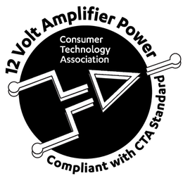 CONSUMER TECHNOLOGY ASSOCIATION 12 VOLT AMPLIFIER POWER COMPLIANT WITH CTA STANDARD trademark