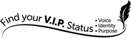 FIND YOUR V.I.P. STATUS · VOICE · IDENTITY · PURPOSE trademark