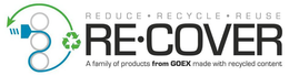 REDUCE RECYCLE REUSE RE COVER A FAMILY OF PRODUCTS FROM GOEX MADE WITH RECYCLED CONTENT trademark