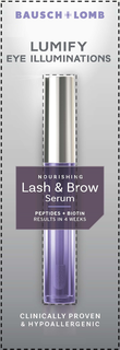 BAUSCH + LOMB LUMIFY EYE ILLUMINATIONS NOURISHING LASH & BROW SERUM PEPTIDES + BIOTIN RESULTS IN 4 WEEKS CLINICALLY PROVEN & HYPOALLERGENIC trademark