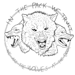 IN THE PACK WE TRUST WE ARE THE WOLVES AT THE DOOR trademark