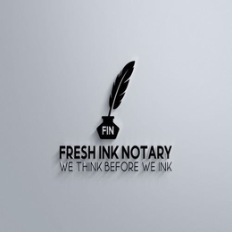 FIN FRESH INK NOTARY WE THINK BEFORE WE INK trademark