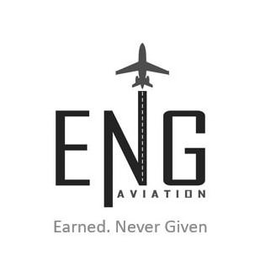 ENG AVIATION EARNED. NEVER GIVEN trademark